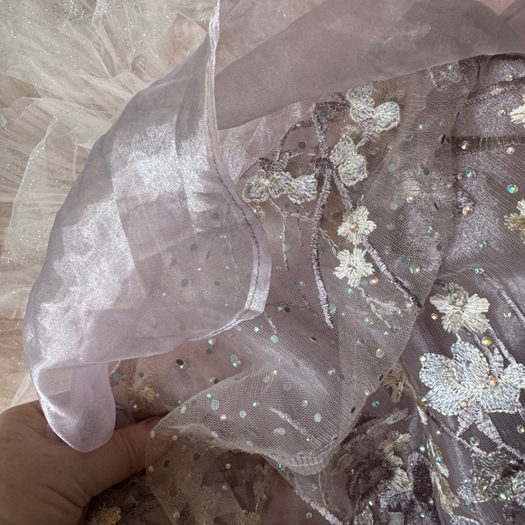 Mac Duggal EMBELLISHED ILLUSION LONG SLEEVE A LINE GOWN. Style# 20402 Lavender - Picture 8 of 14